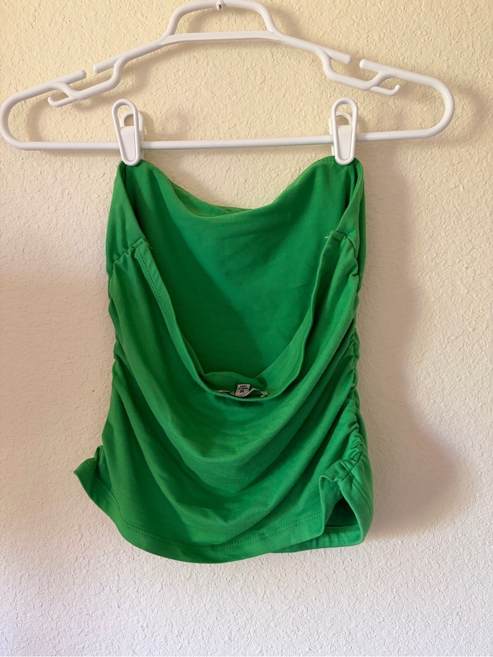 Green Ruched Strapless Tube Top